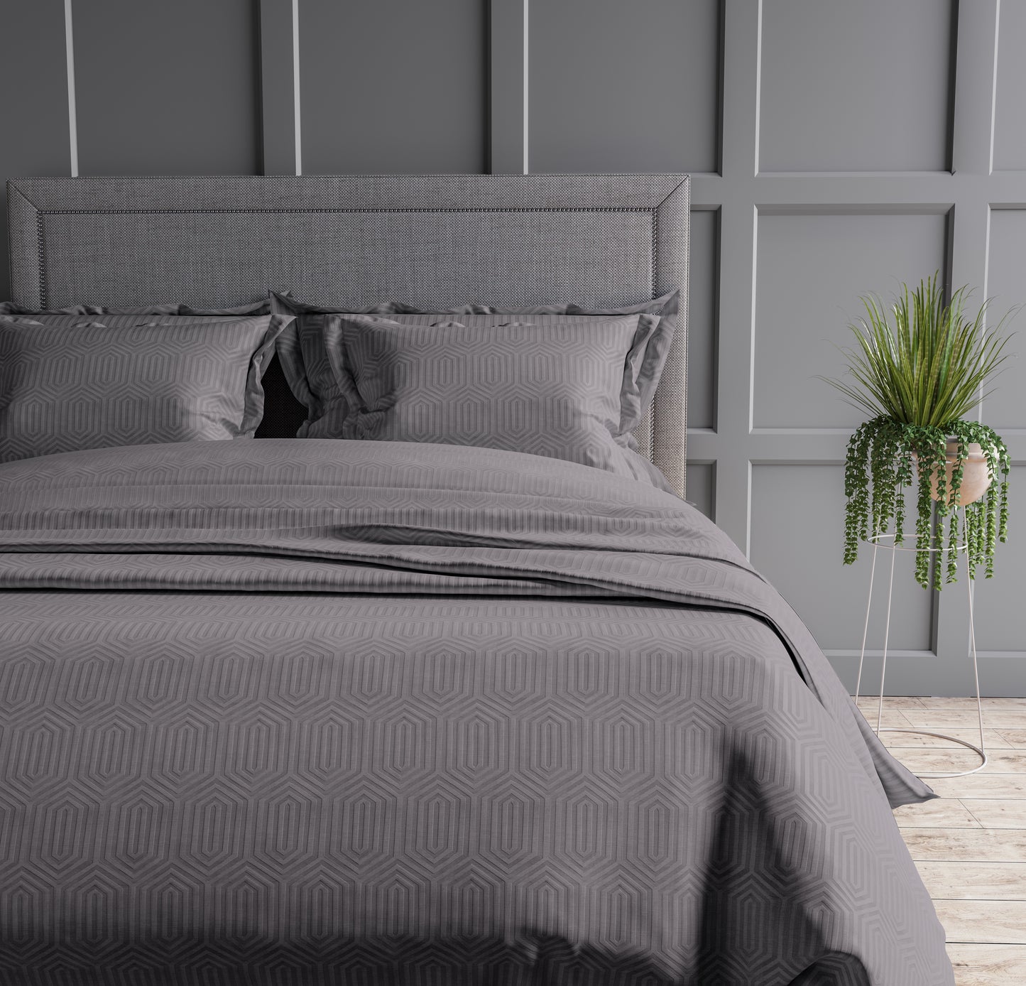 Geometric 300 TC King Size Jacquard Bedding Set