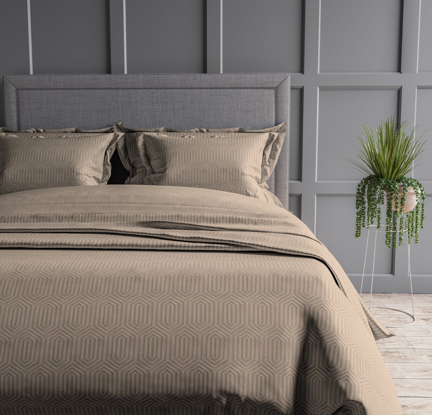 Geometric 300 TC King Size Jacquard Bedding Set