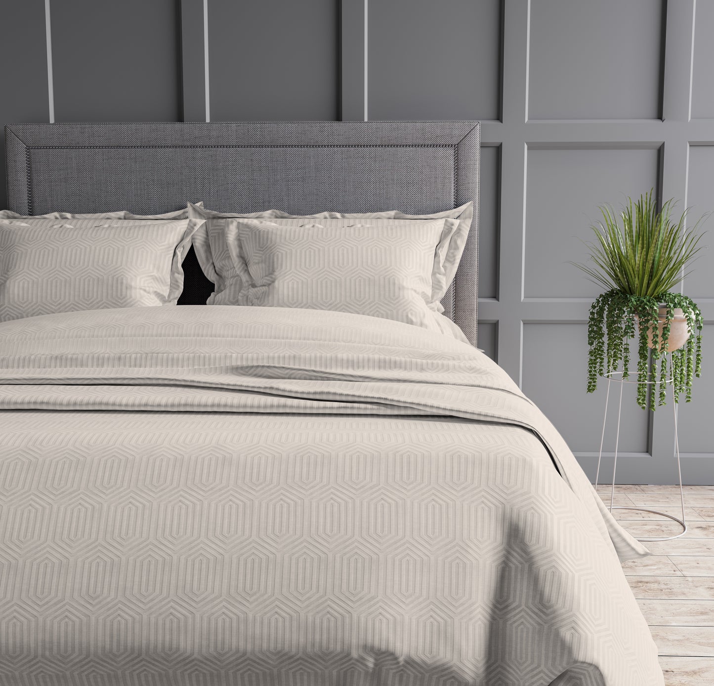 Geometric 300 TC King Size Jacquard Bedding Set