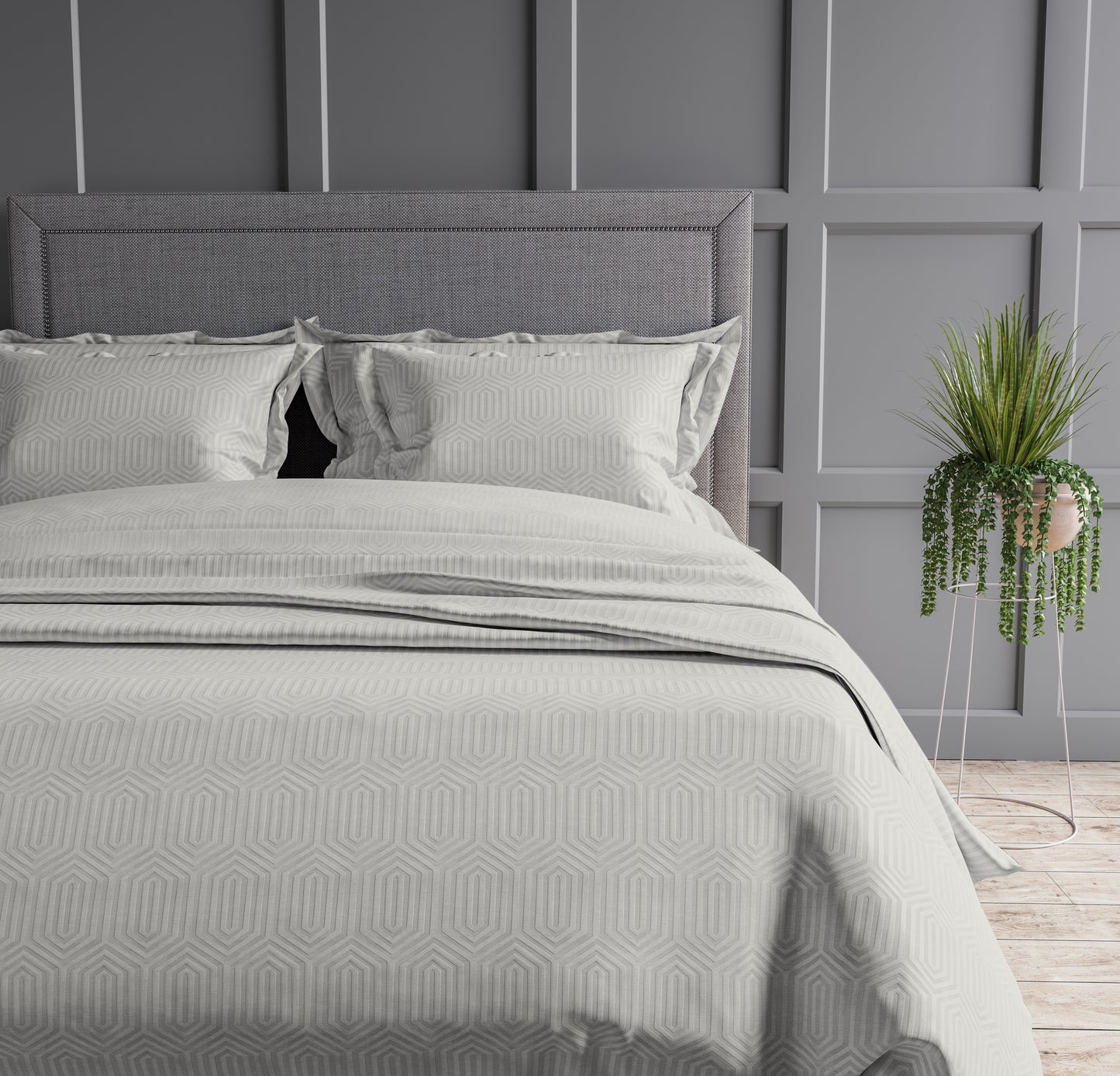 Geometric 300 TC King Size Jacquard Bedding Set