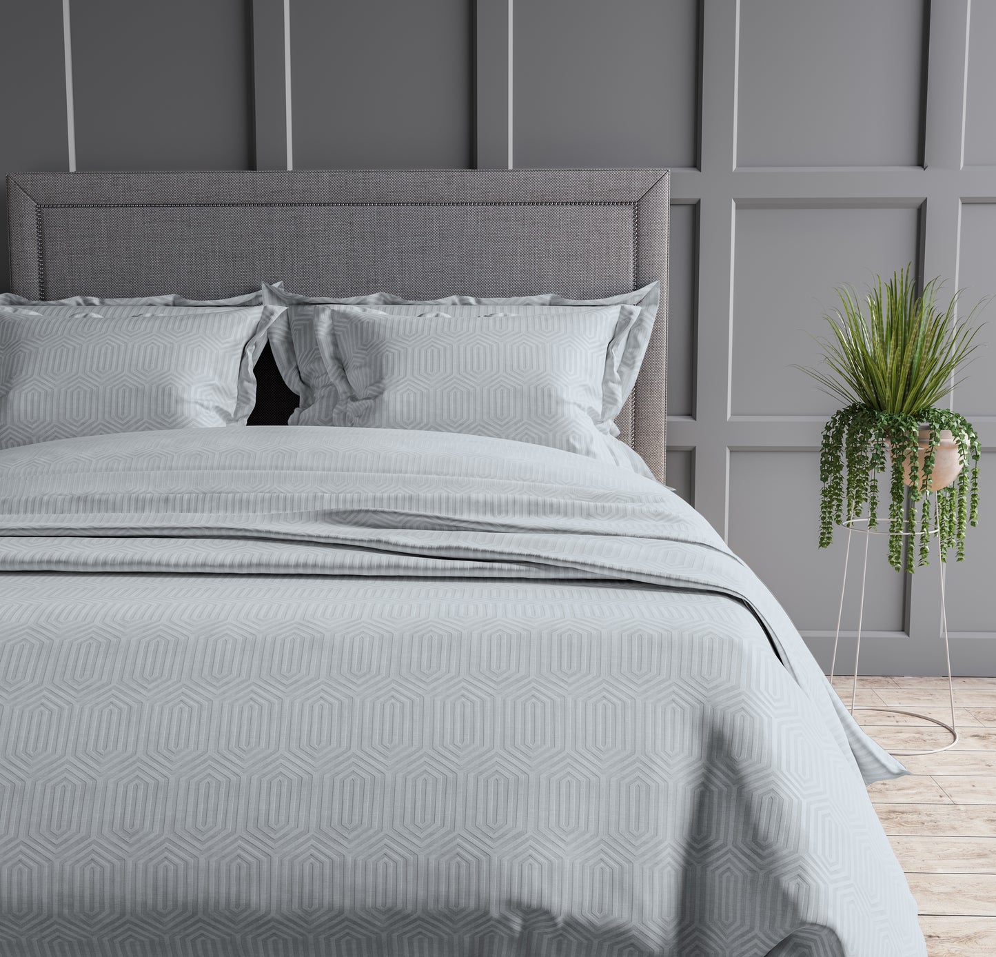 Geometric 300 TC King Size Jacquard Bedding Set