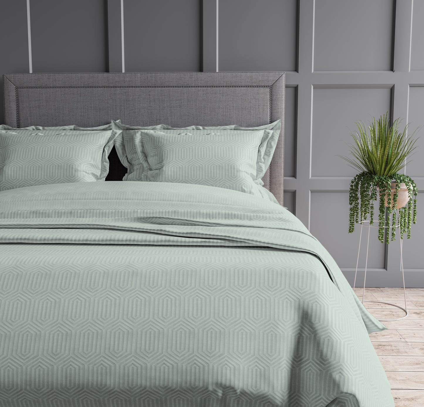 Geometric 300 TC King Size Jacquard Bedding Set