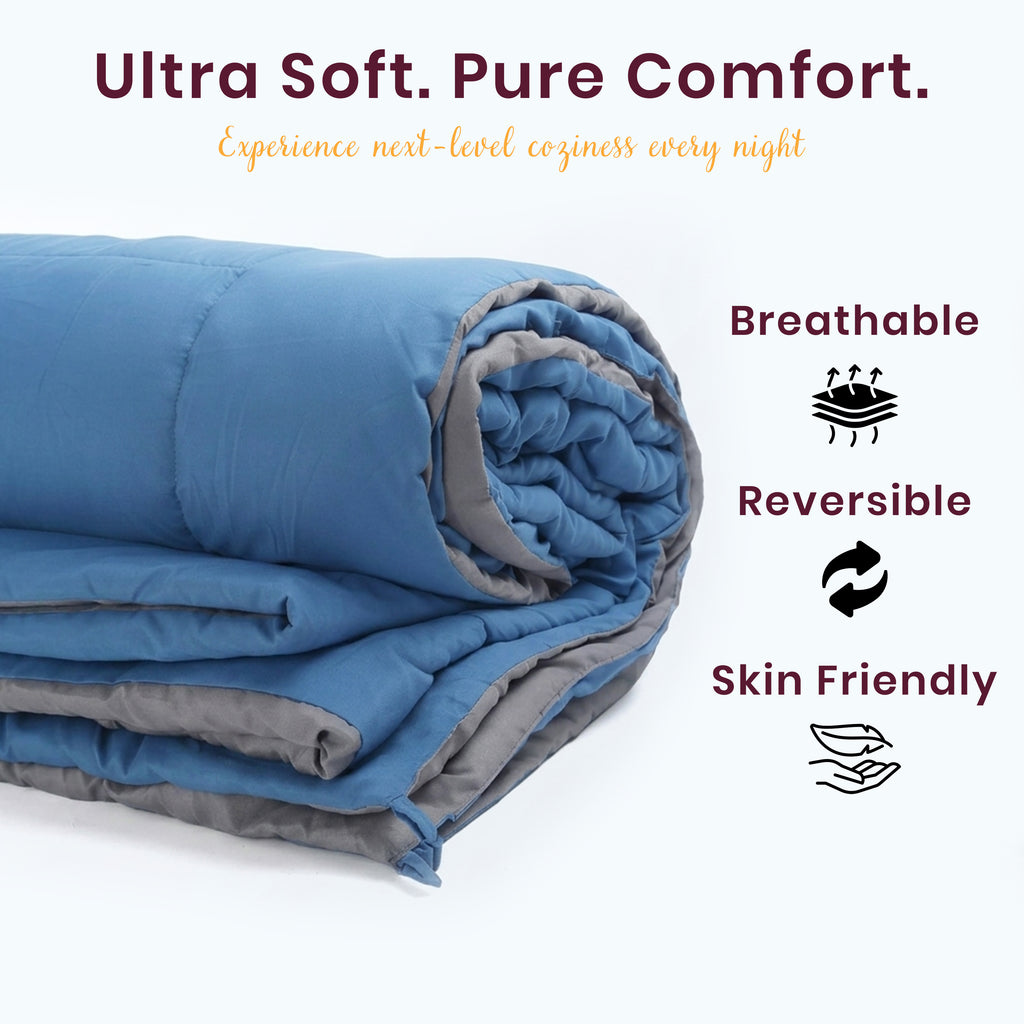 Reversible Comforter | Cobalt & Charcoal