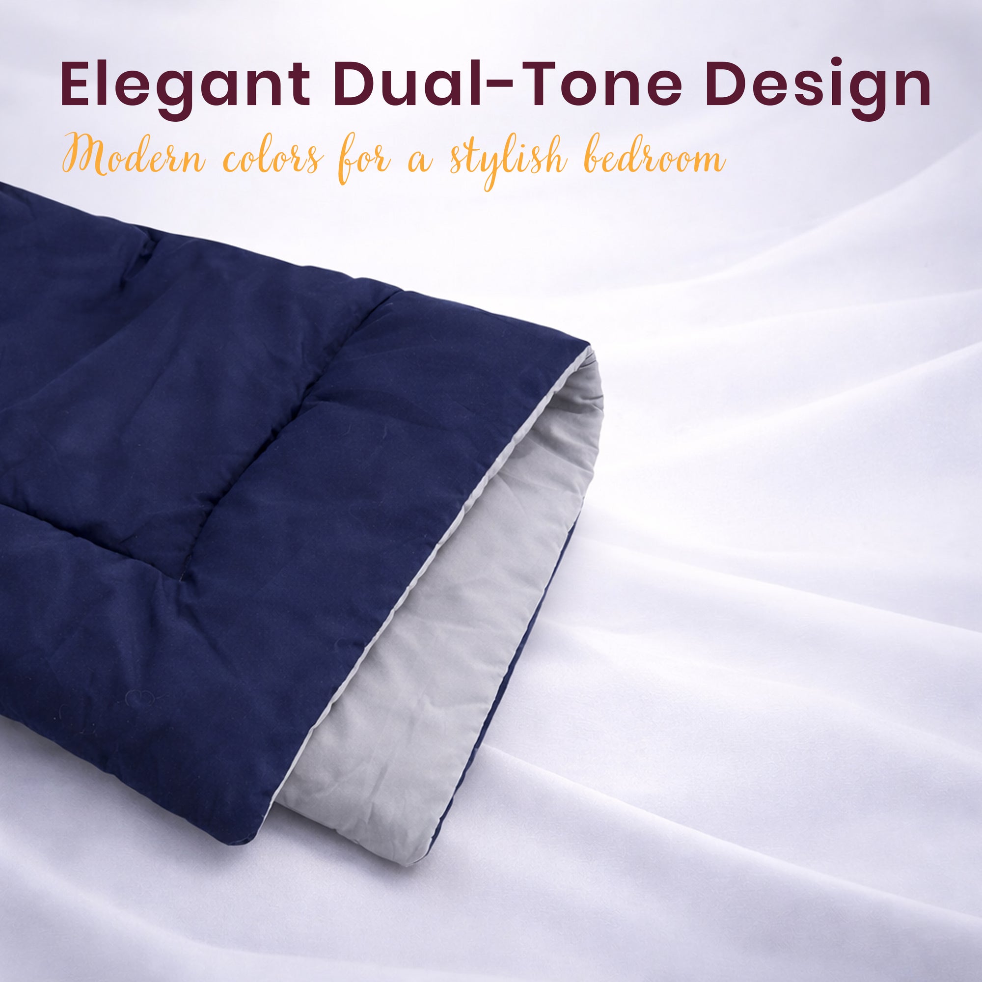 Reversible Comforter | Navy & Silver Gray