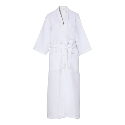 WHITE BATHROBE, WAFFEL BATHROBE, WHITE WAFFEL BATHROBE, COTTON BATHROBE, 400GSM, MACHINE WASHABLE.