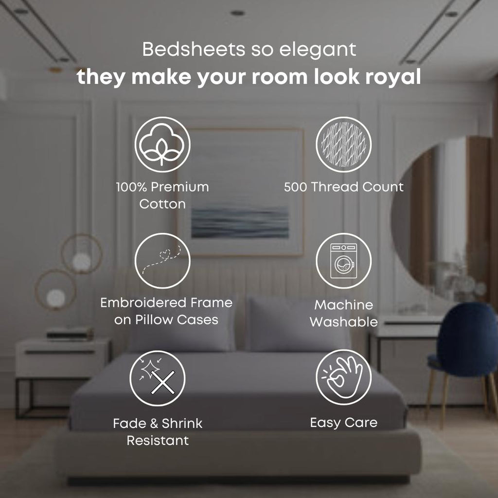 Luxury 500 TC Sateen King Size Bedsheet Set
