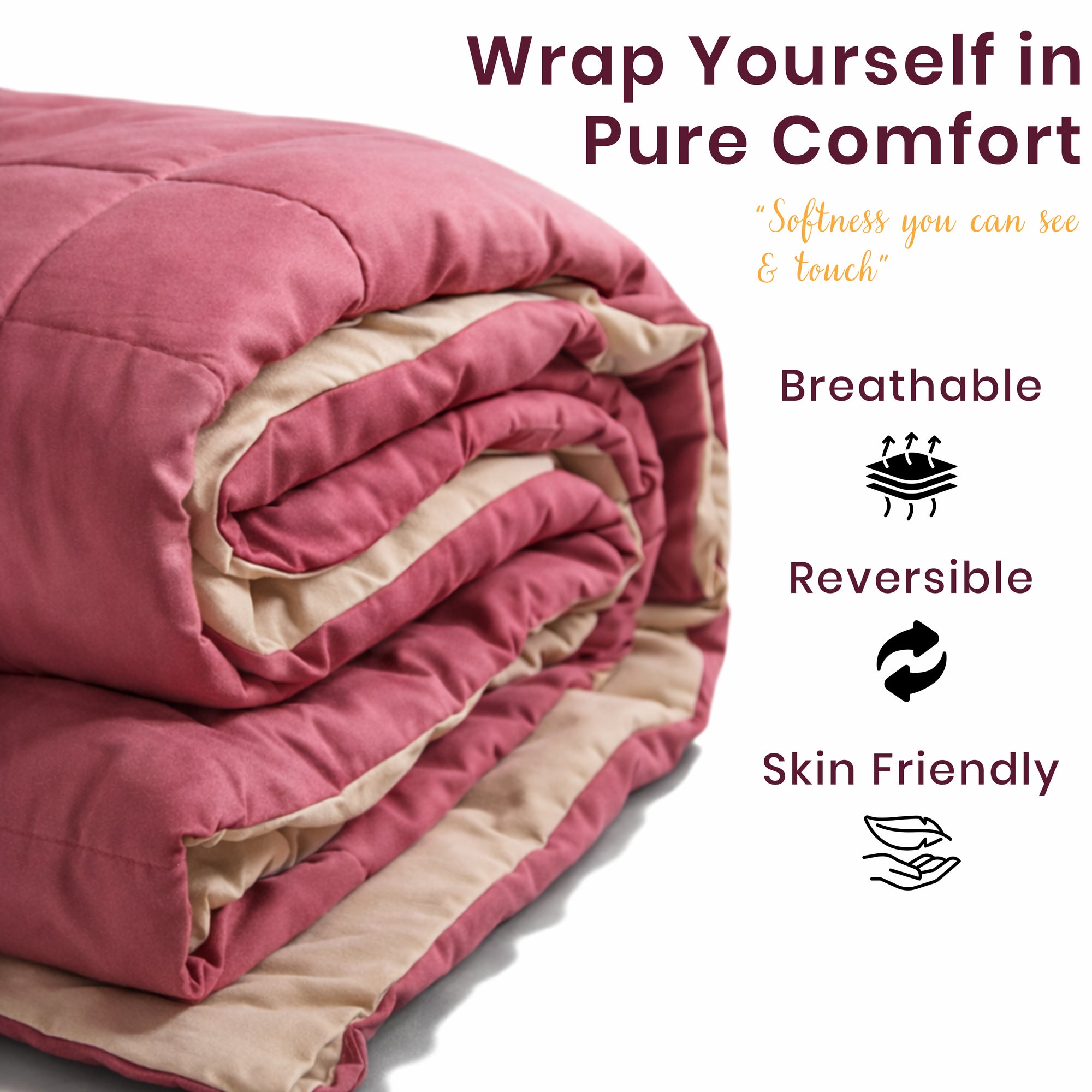 Reversible Comforter | Berry & Sand