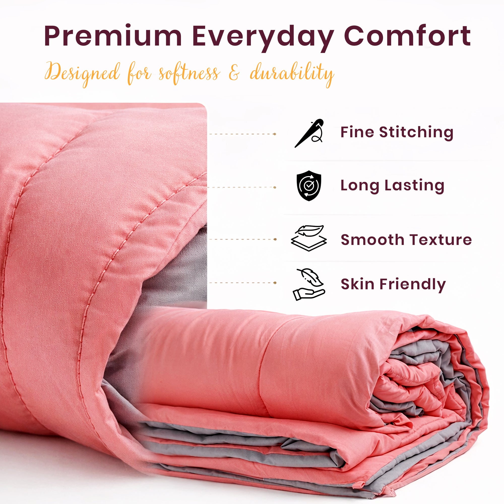 Reversible Comforter | Coral & Smoke