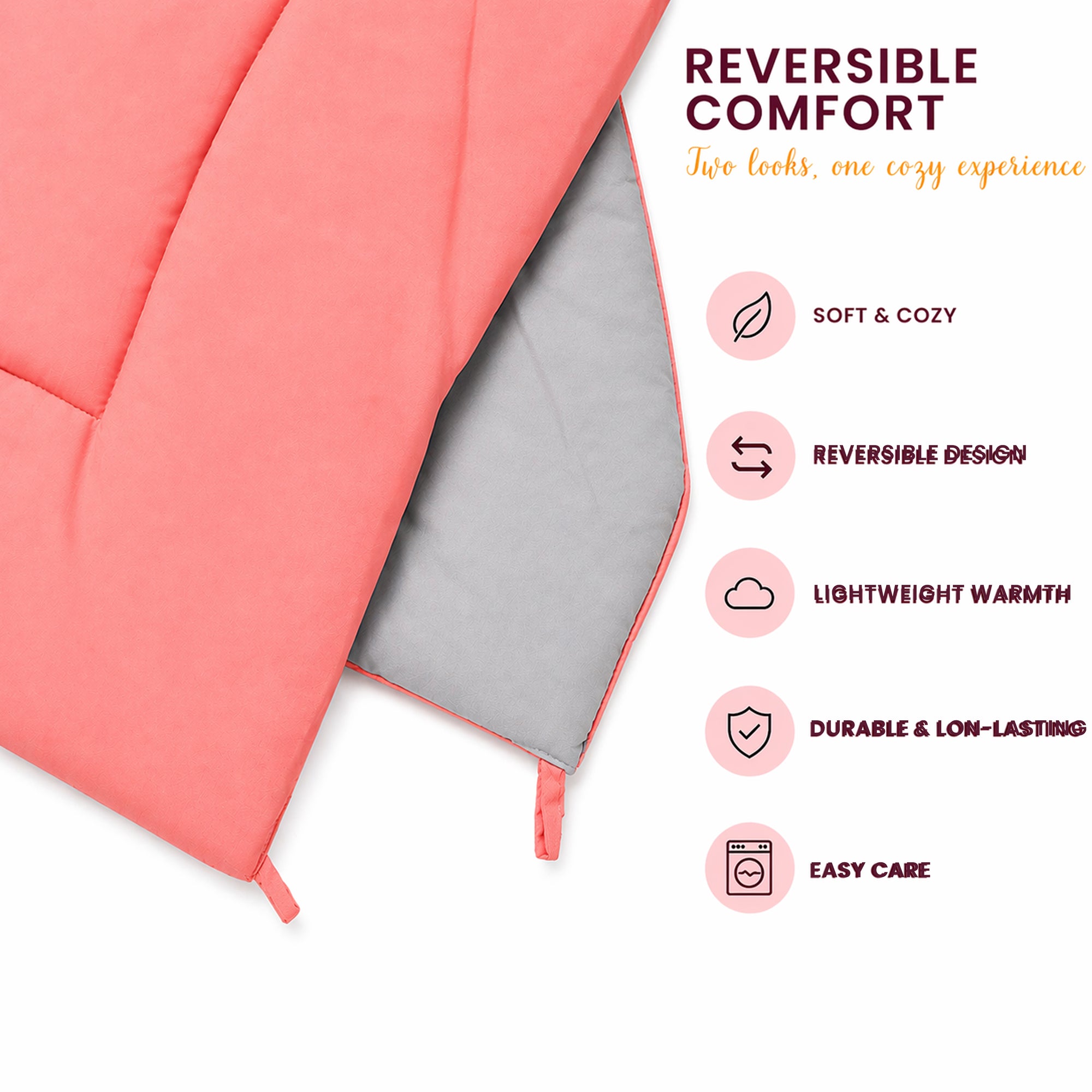 Reversible Comforter | Coral & Smoke