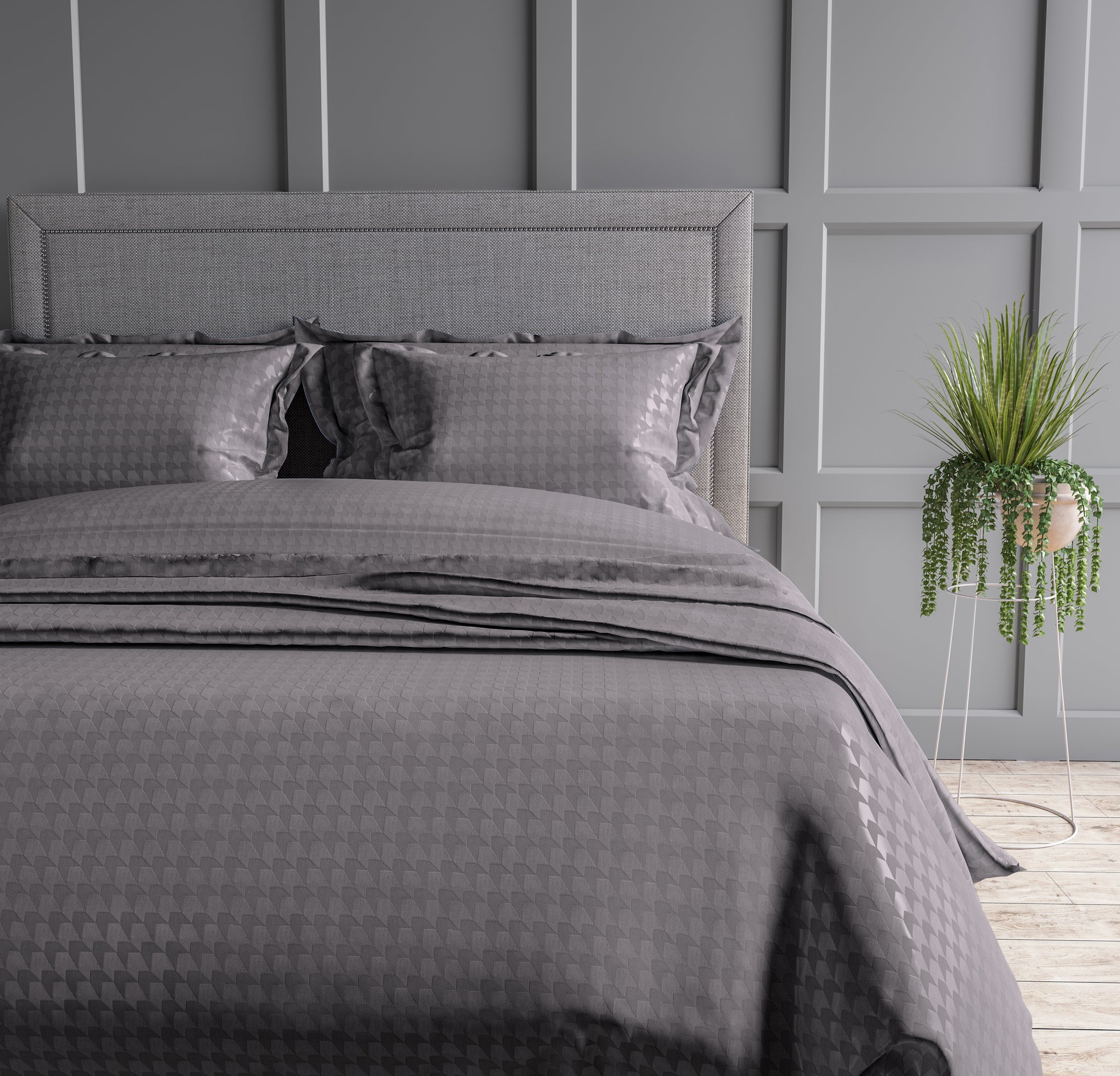 Houndstooth 300 TC King Size Jacquard Bedding Set
