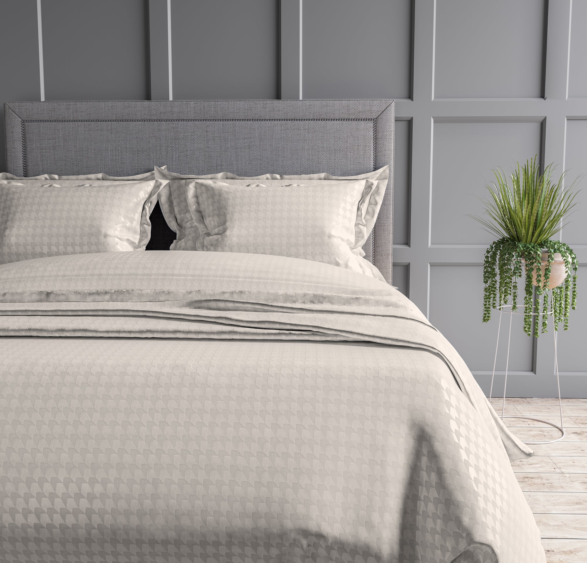 Houndstooth 300 TC King Size Jacquard Bedding Set