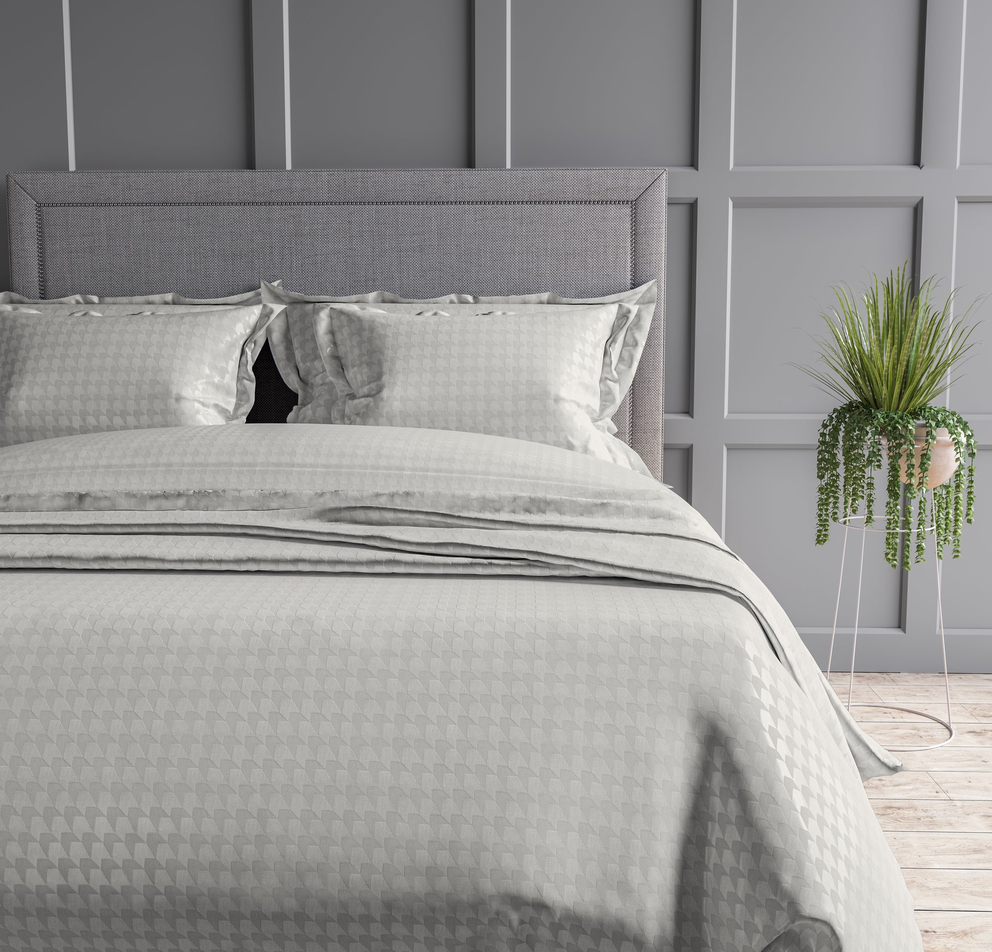 Houndstooth 300 TC King Size Jacquard Bedding Set