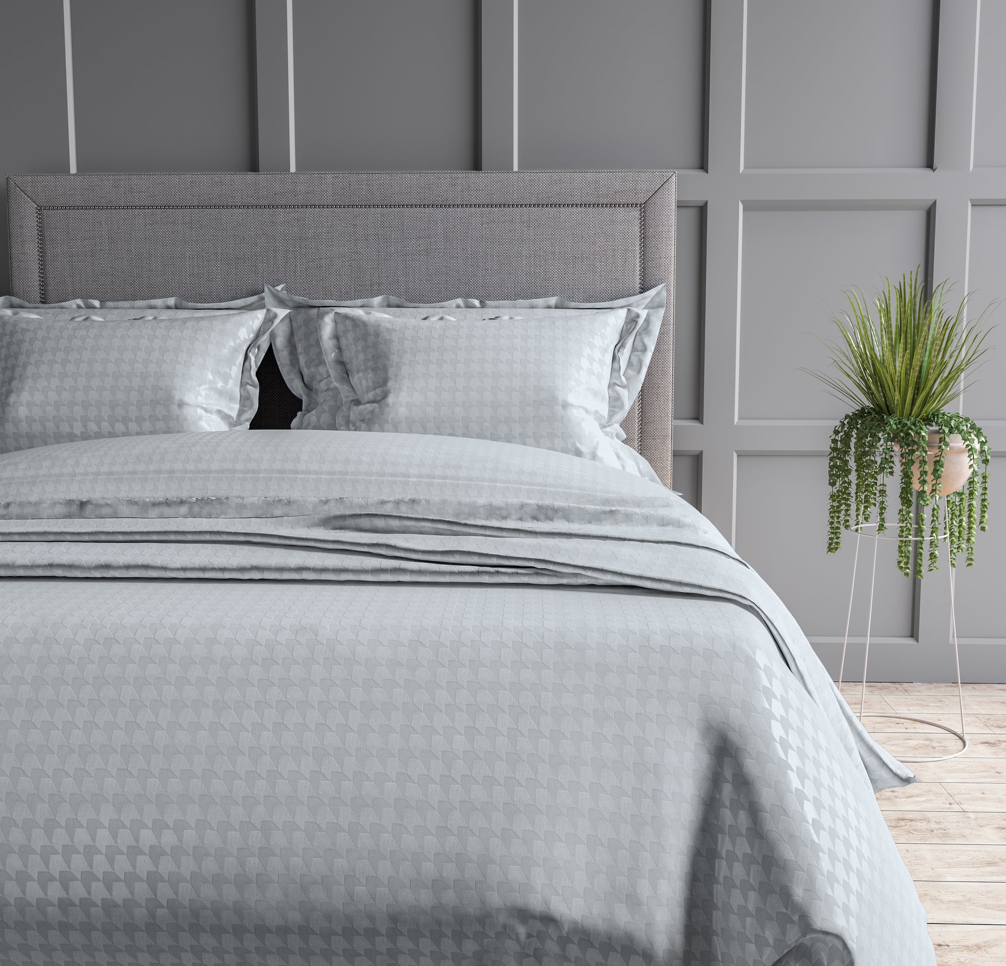 Houndstooth 300 TC King Size Jacquard Bedding Set