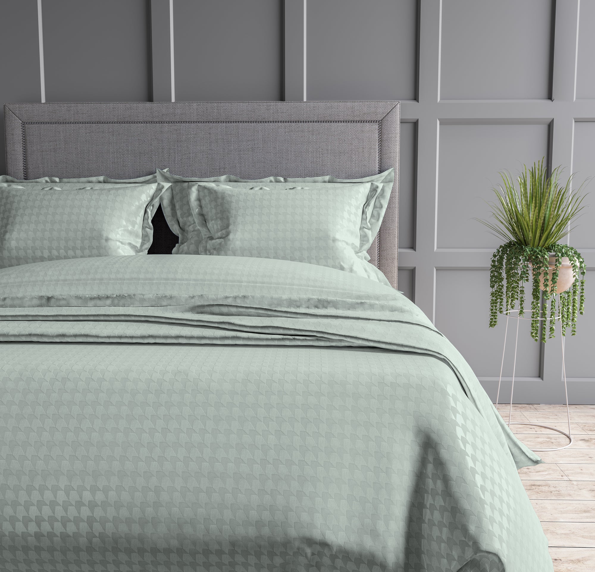 Houndstooth 300 TC King Size Jacquard Bedding Set