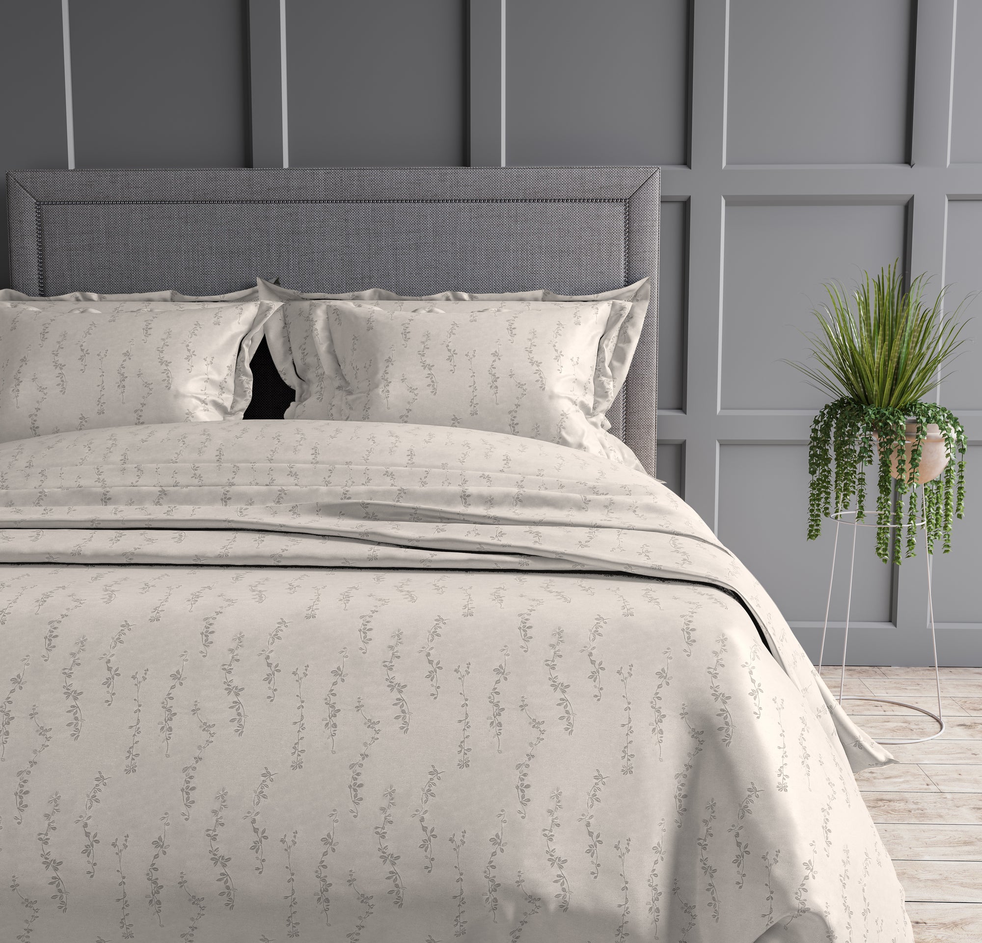 Floral 300 TC King Size Jacquard Bedding Set