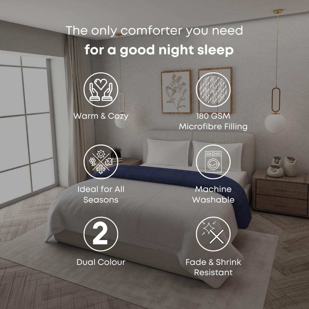 Reversible Comforter | Navy & Silver Gray
