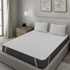 MATTRESS PROTECTOR, WHITE MATTRESS PROTECTOR, WATERPROOF, CORNER ELASTIC, MACHINE WASH, DIAMOND STITCHING, DURABLE, 100% COTTON, SINGLE MATTRESS PROTECTOR, DOUBLE MATTRESS PROTECTOR.