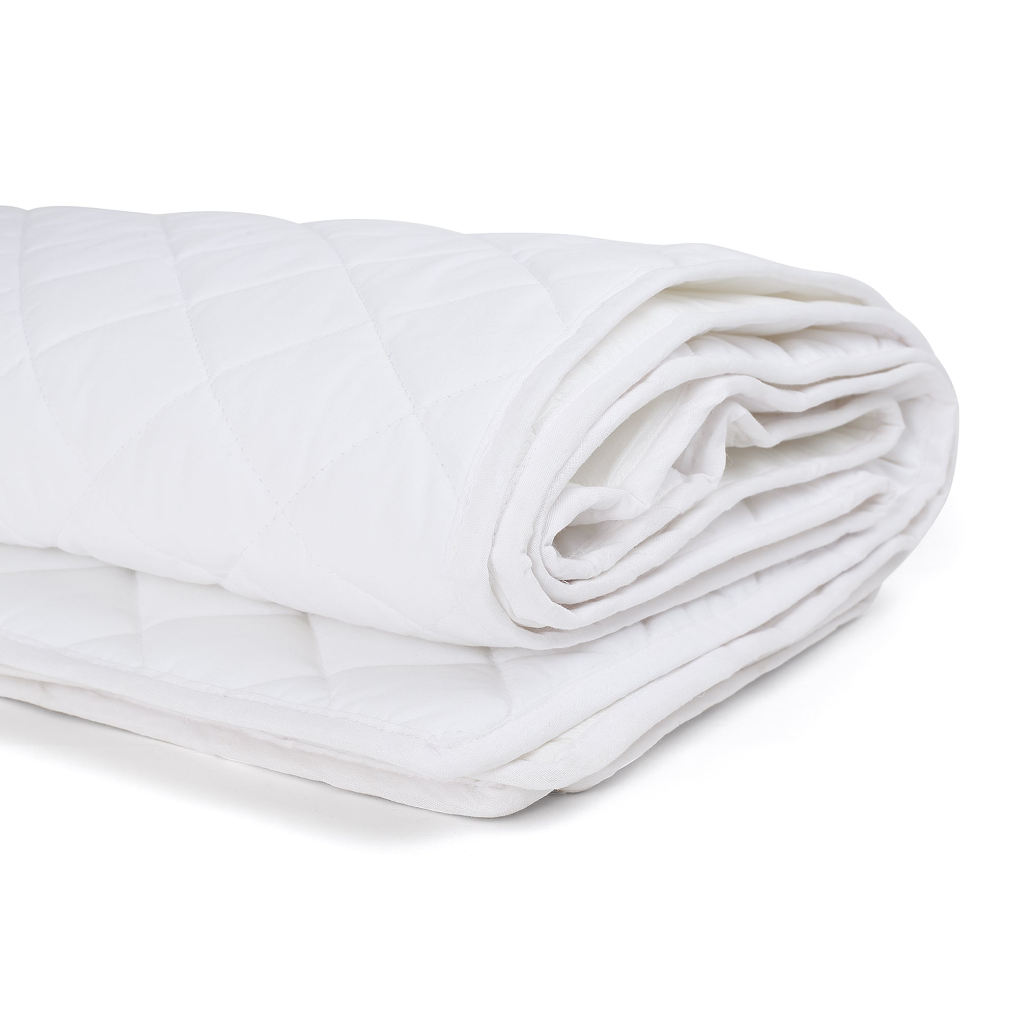 MATTRESS PROTECTOR, WHITE MATTRESS PROTECTOR, WATERPROOF, CORNER ELASTIC, MACHINE WASH, DIAMOND STITCHING, DURABLE, 100% COTTON, SINGLE MATTRESS PROTECTOR, DOUBLE MATTRESS PROTECTOR.