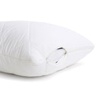 PILLOW PROTECTOR, WHITE PILLOW PROTECTOR, WATERPROOF, ZIPPRE CLODURE, MACHINE WASH, DIAMOND STITCHING, DURABLE, 100% COTTON.