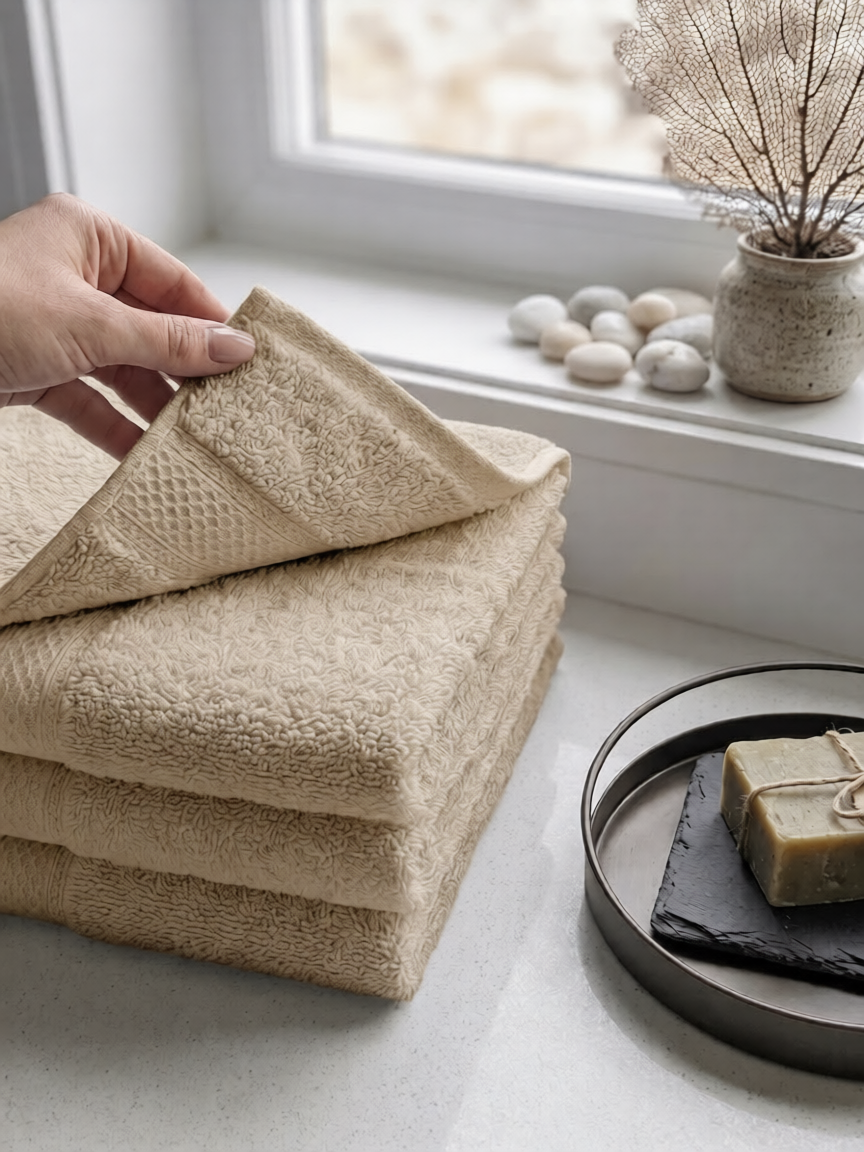 Beige Hand Towel | Pack Of 2)