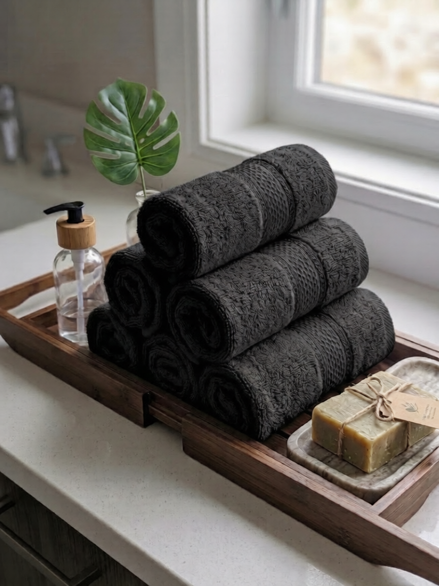 Black Hand Towels | Pack of 2