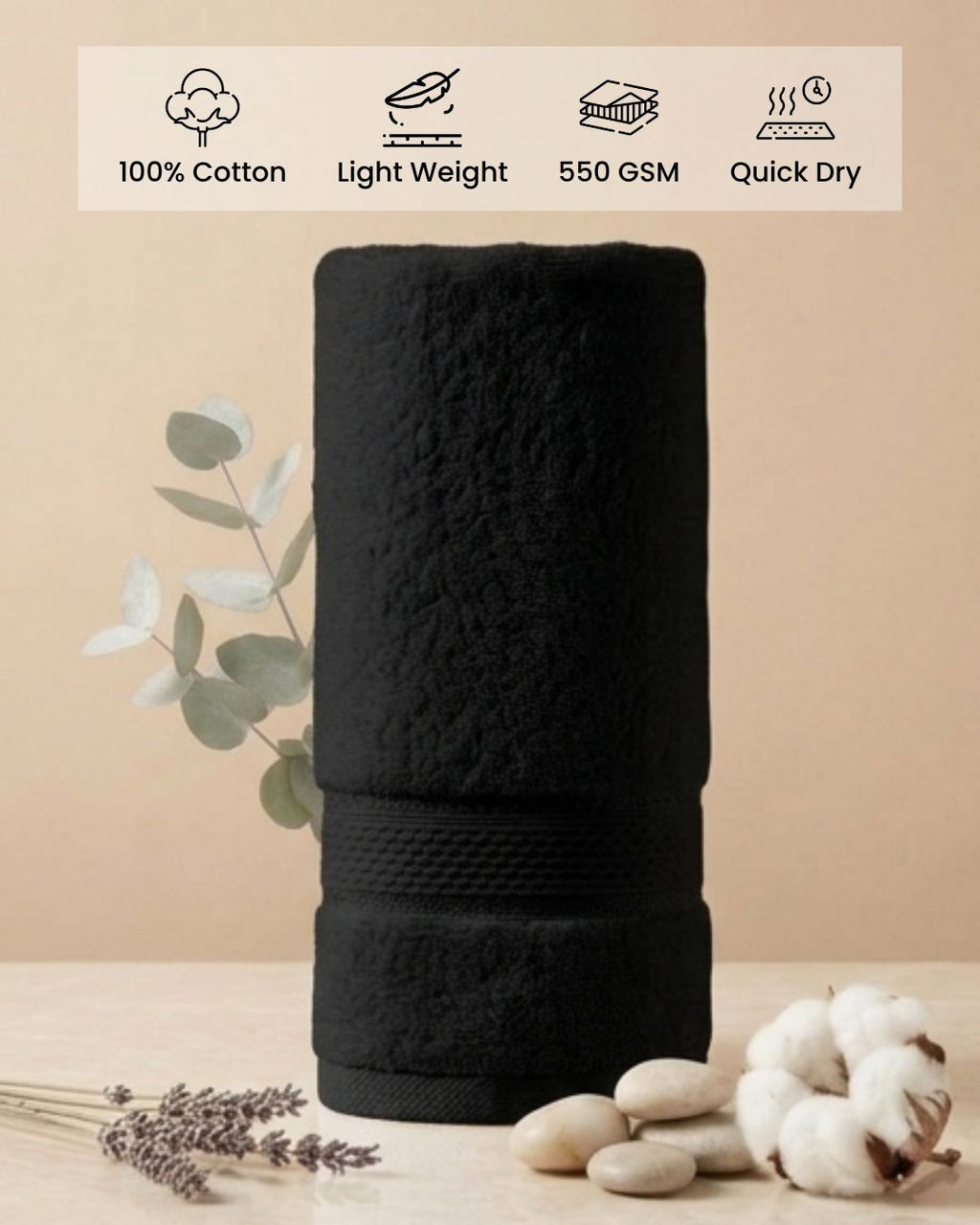 Black Hand Towels | Pack of 2