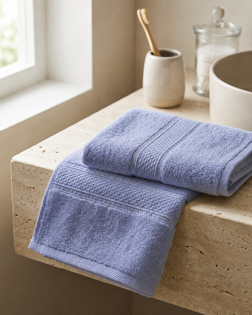 Light Blue Hand Towels | Pack of 2