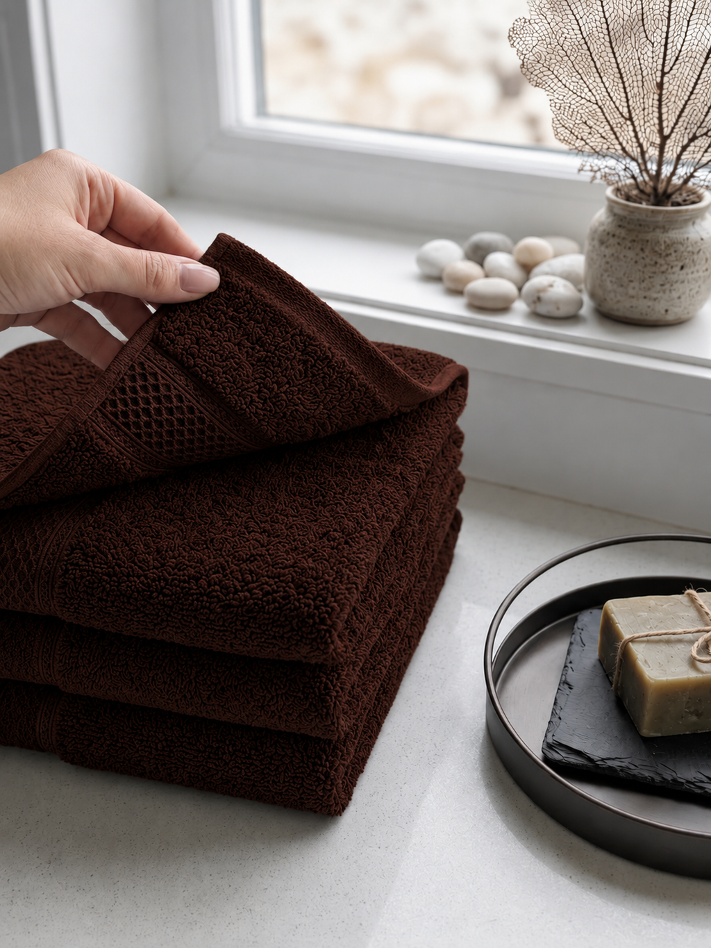 Brown Hand Towels | Pack of 2
