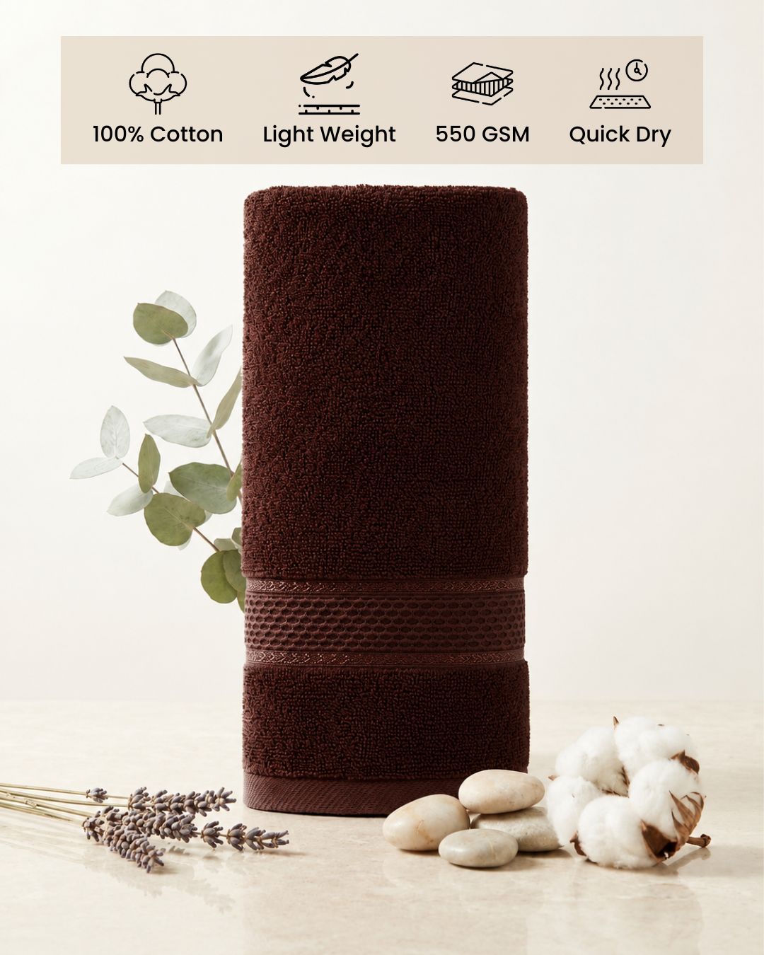 Brown Hand Towels | Pack of 2