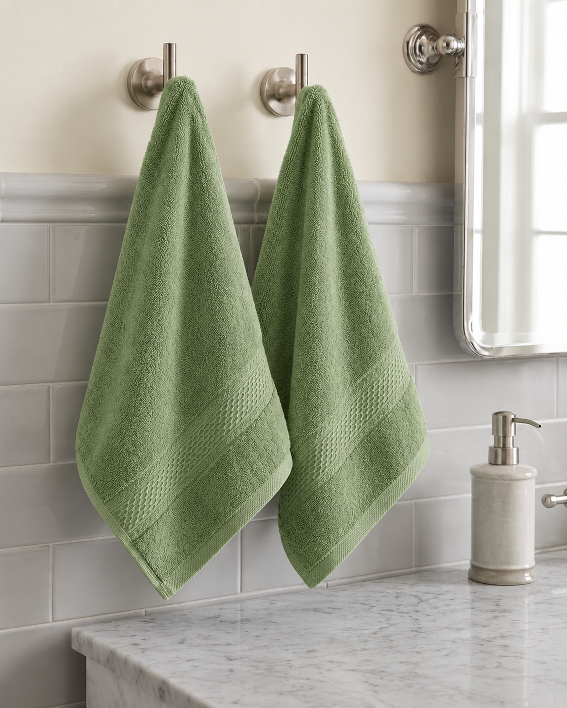 Green Hand Towels | Pack of 2