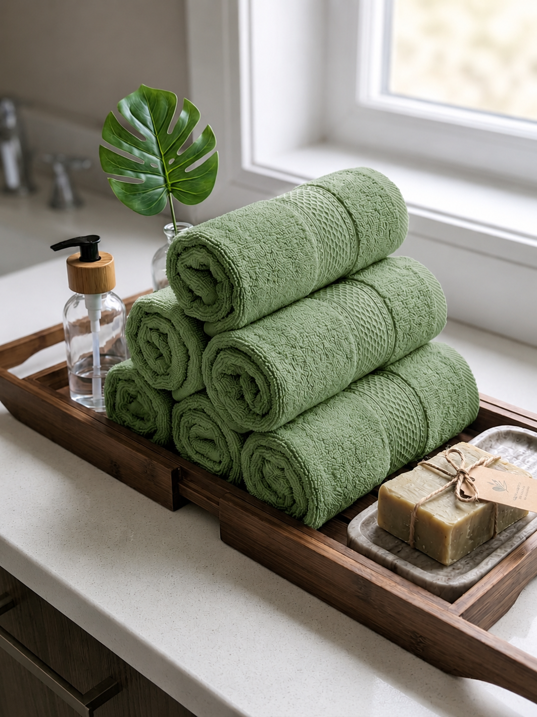Green Hand Towels | Pack of 2