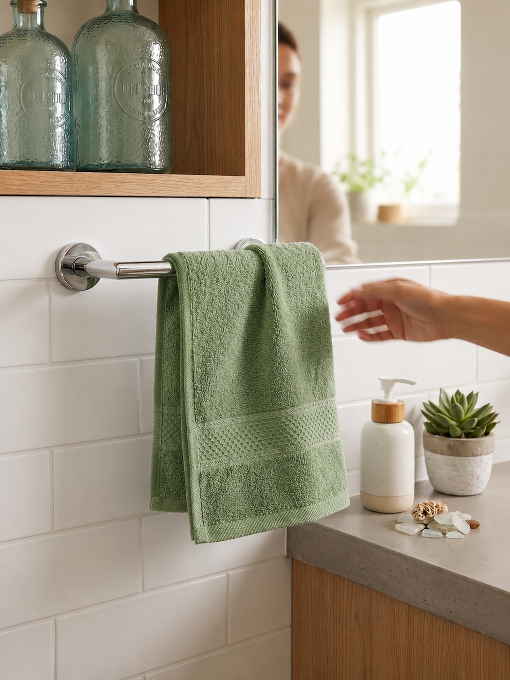 Green Hand Towels | Pack of 2