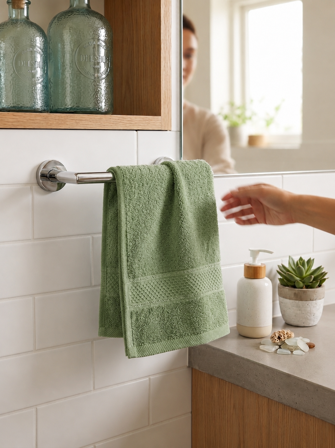 Green Hand Towels | Pack of 2