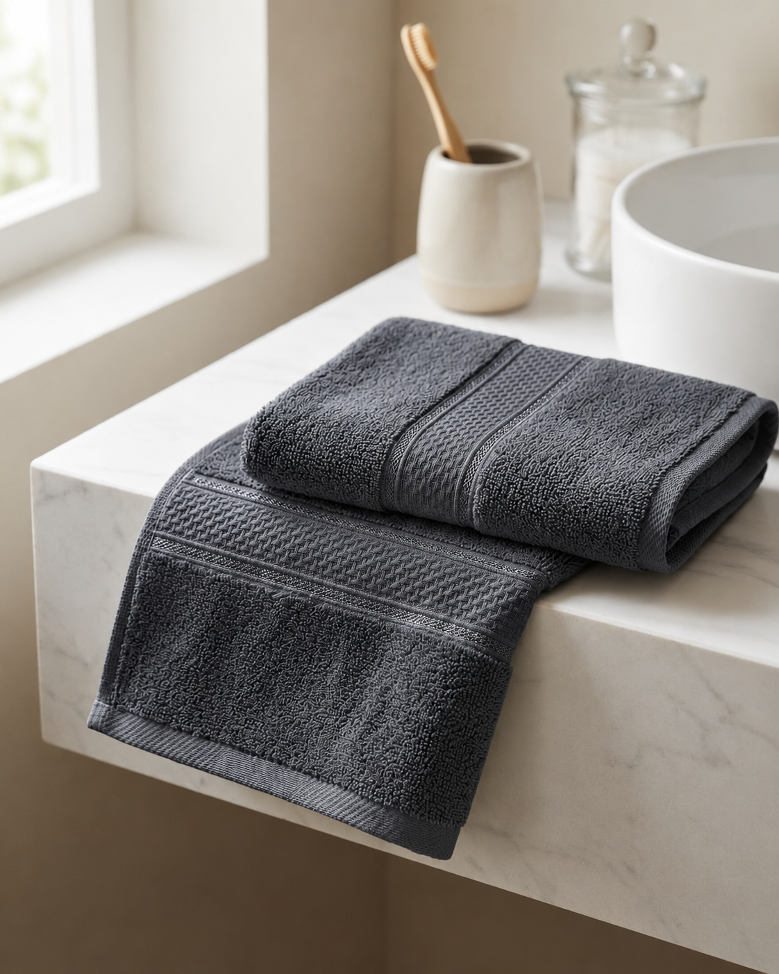 Grey Hand Towels | Pack of 2