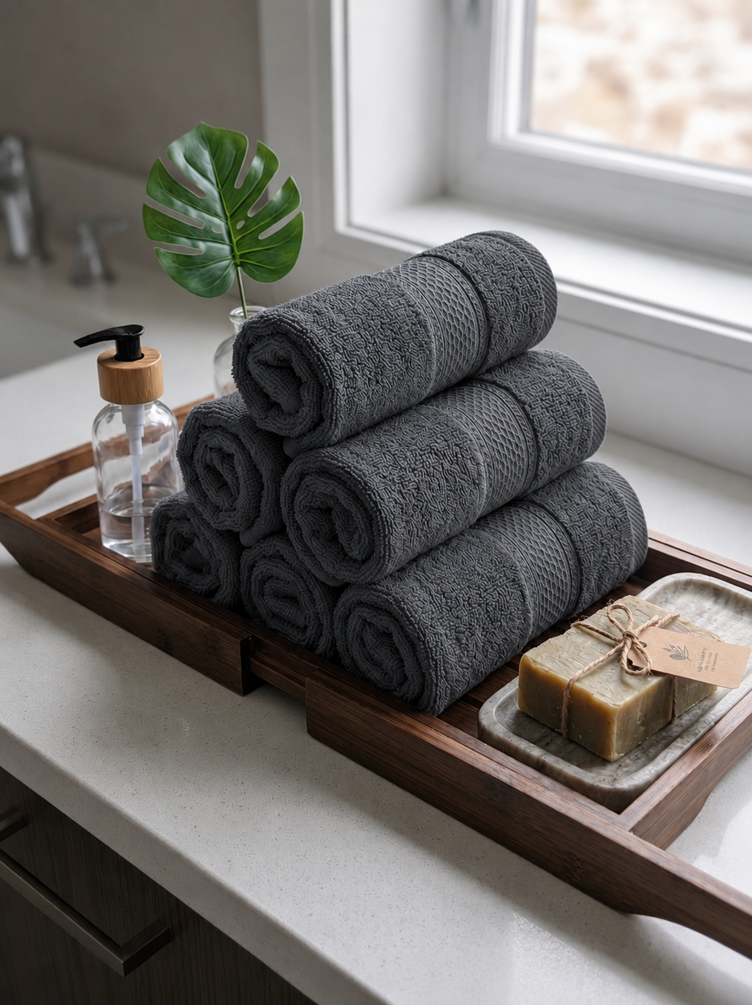 Grey Hand Towels | Pack of 2