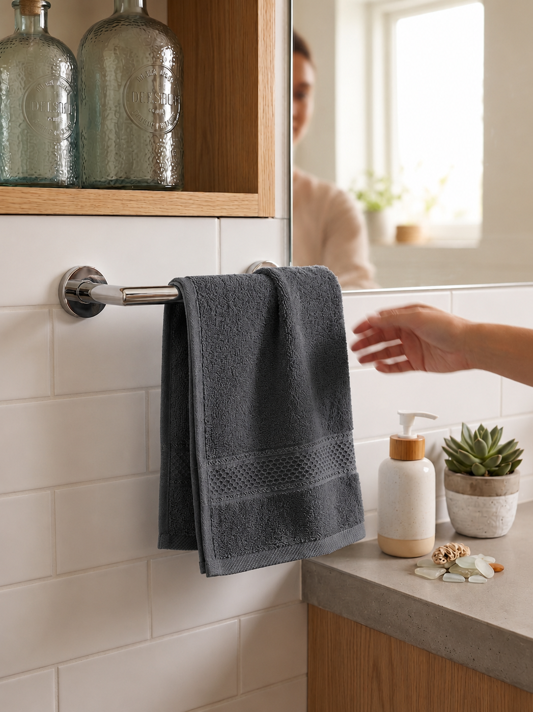 Grey Hand Towels | Pack of 2