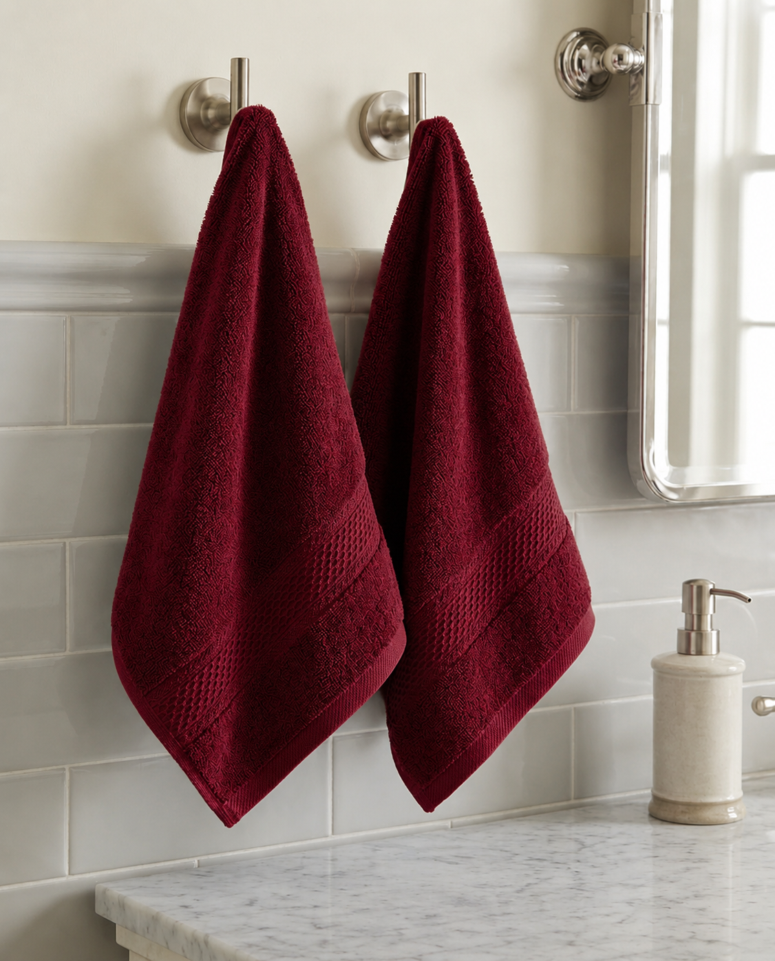Maroon Hand Towels | Pack of 2