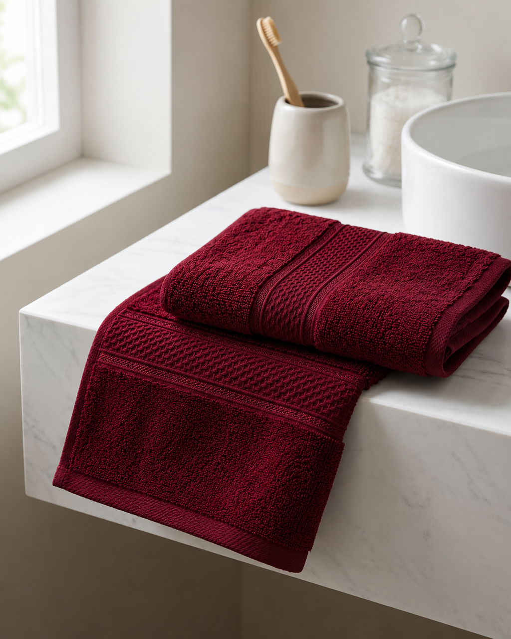 Maroon Hand Towels | Pack of 2