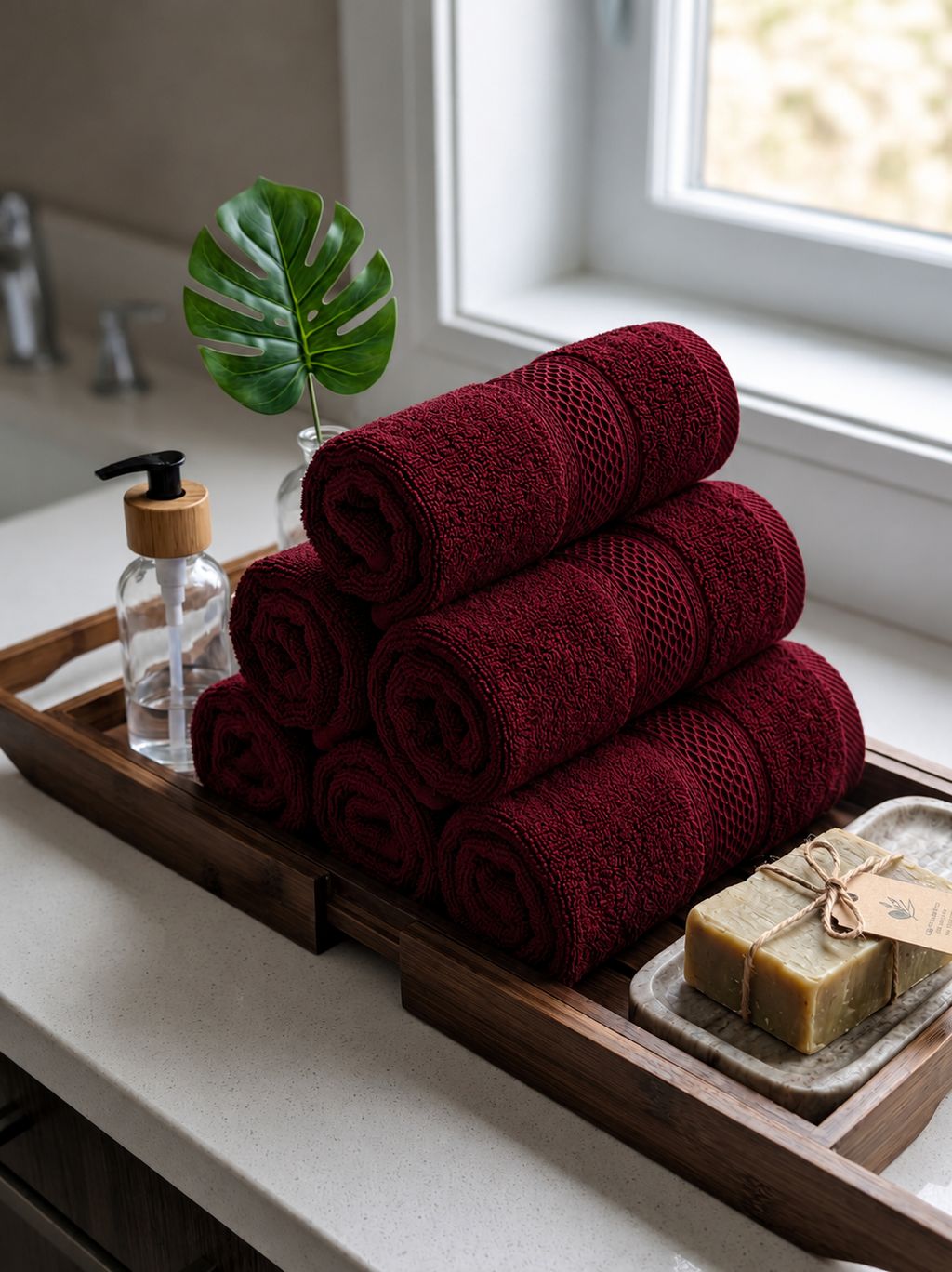 Maroon Hand Towels | Pack of 2