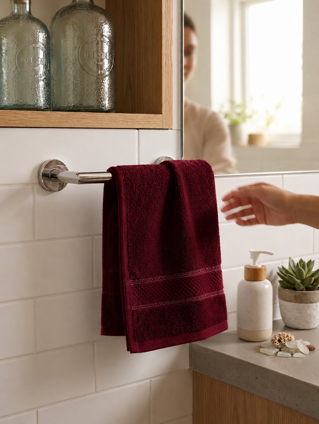 Maroon Hand Towels | Pack of 2