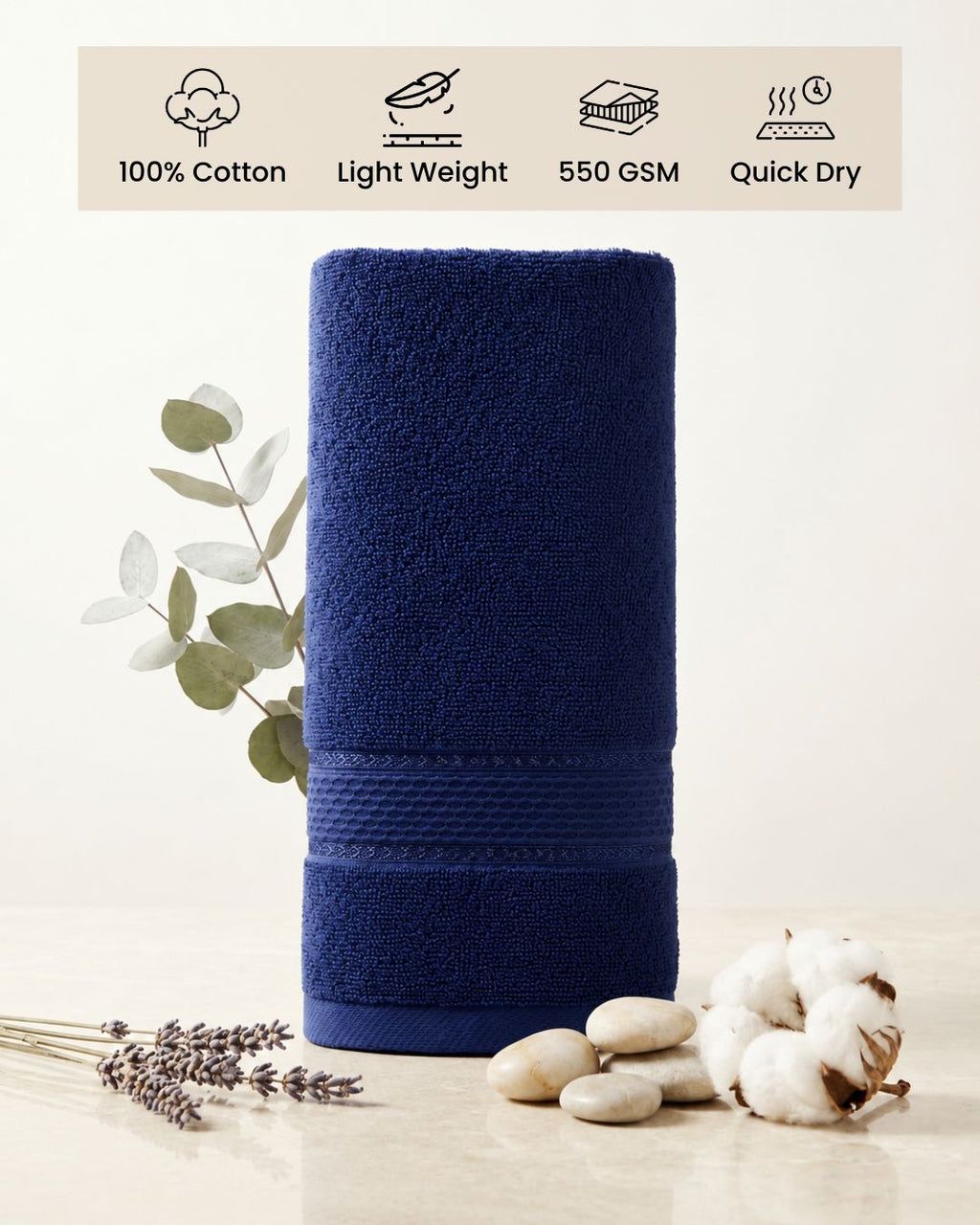 Navy Hand Towel | Pack of 2