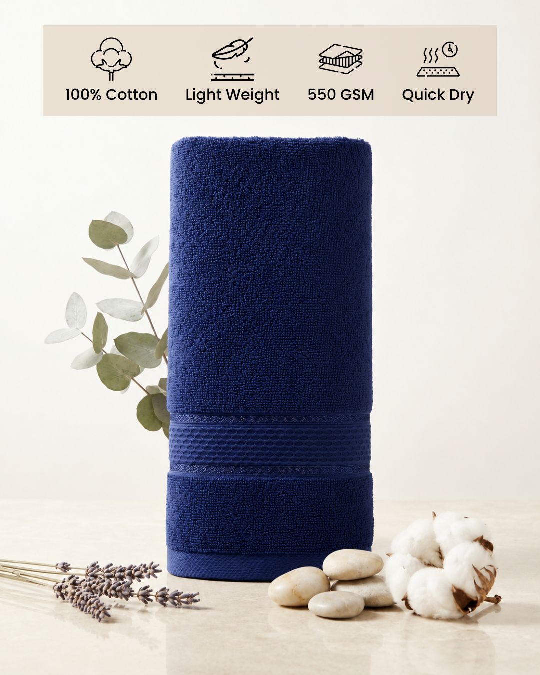 Navy Hand Towel | Pack of 2