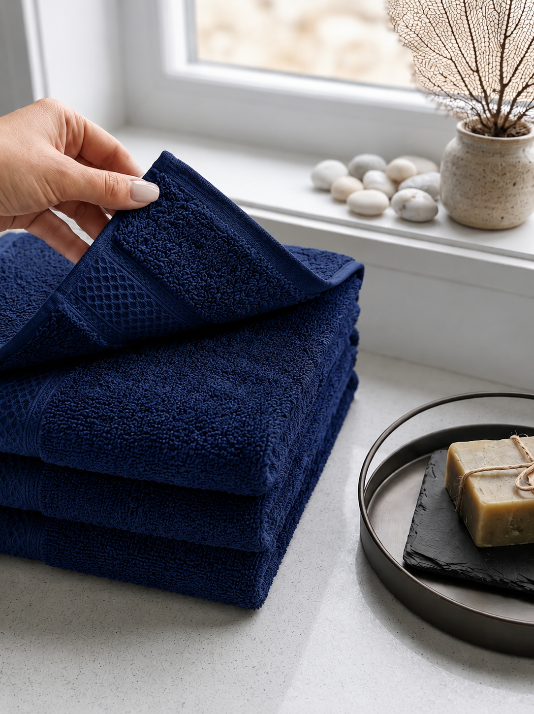 Navy Hand Towel | Pack of 2