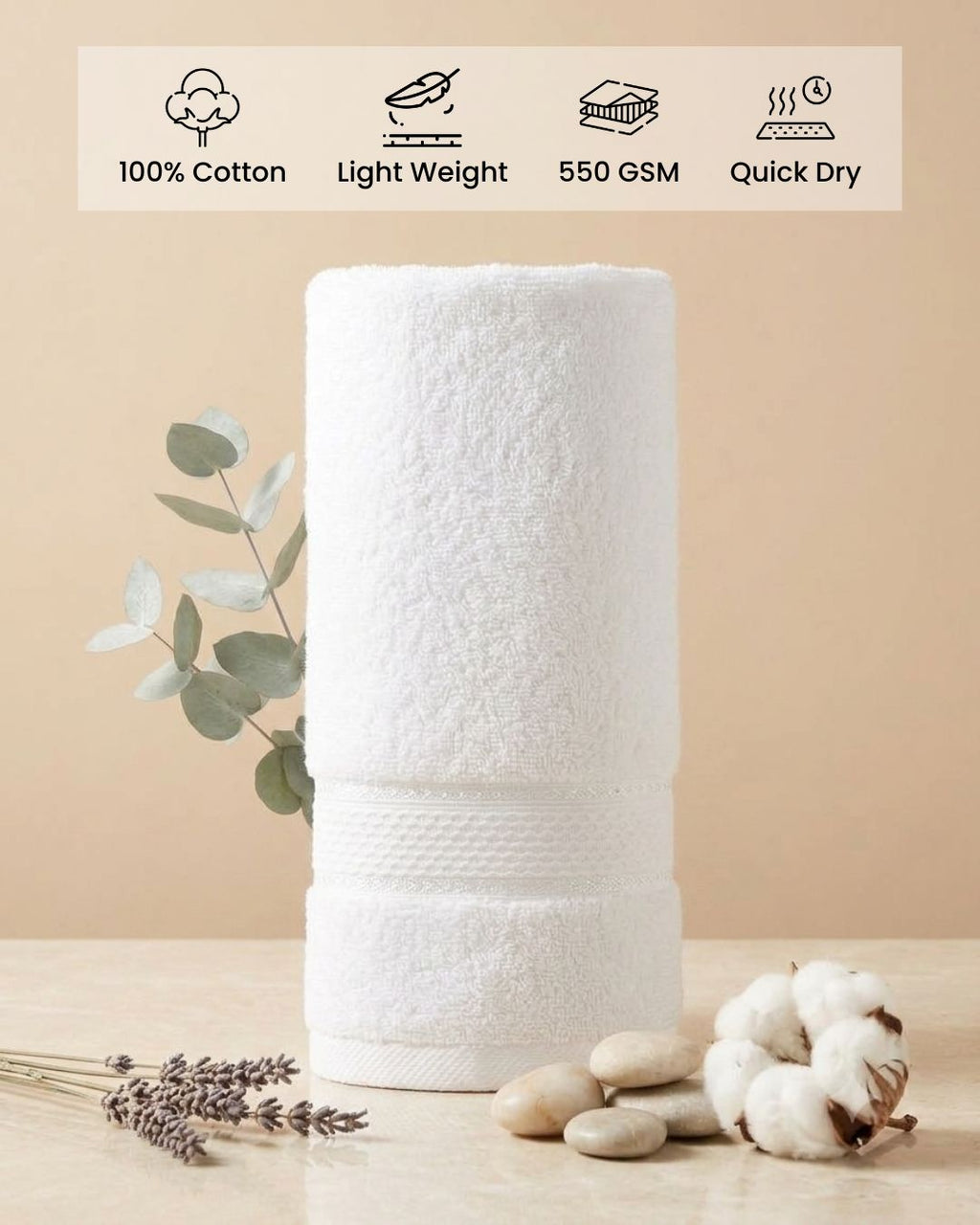 White Hand Towels | Pack of 2