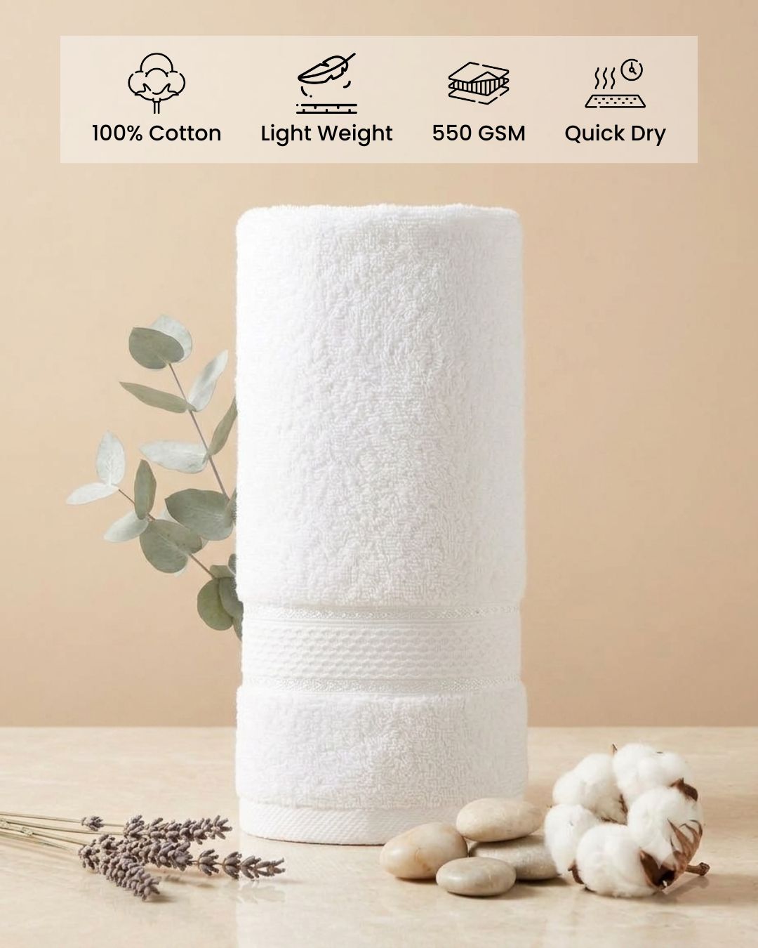 White Hand Towels | Pack of 2